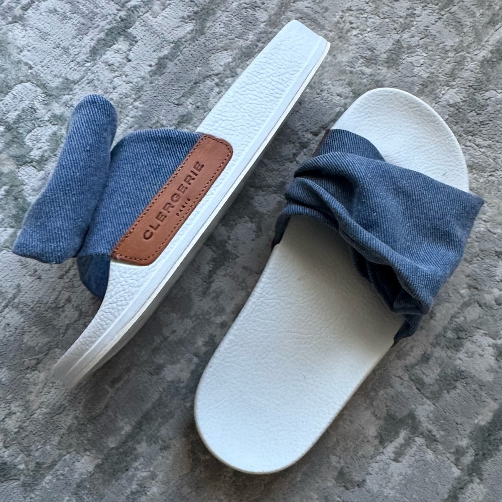Robert Clergerie Paris Wendy Denim Pool Sandals Women’s US 6/6.5 Designer Slides - Picture 2 of 13